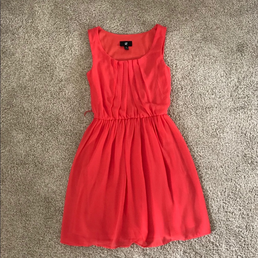 Cute chiffon coral bridesmaid dress!